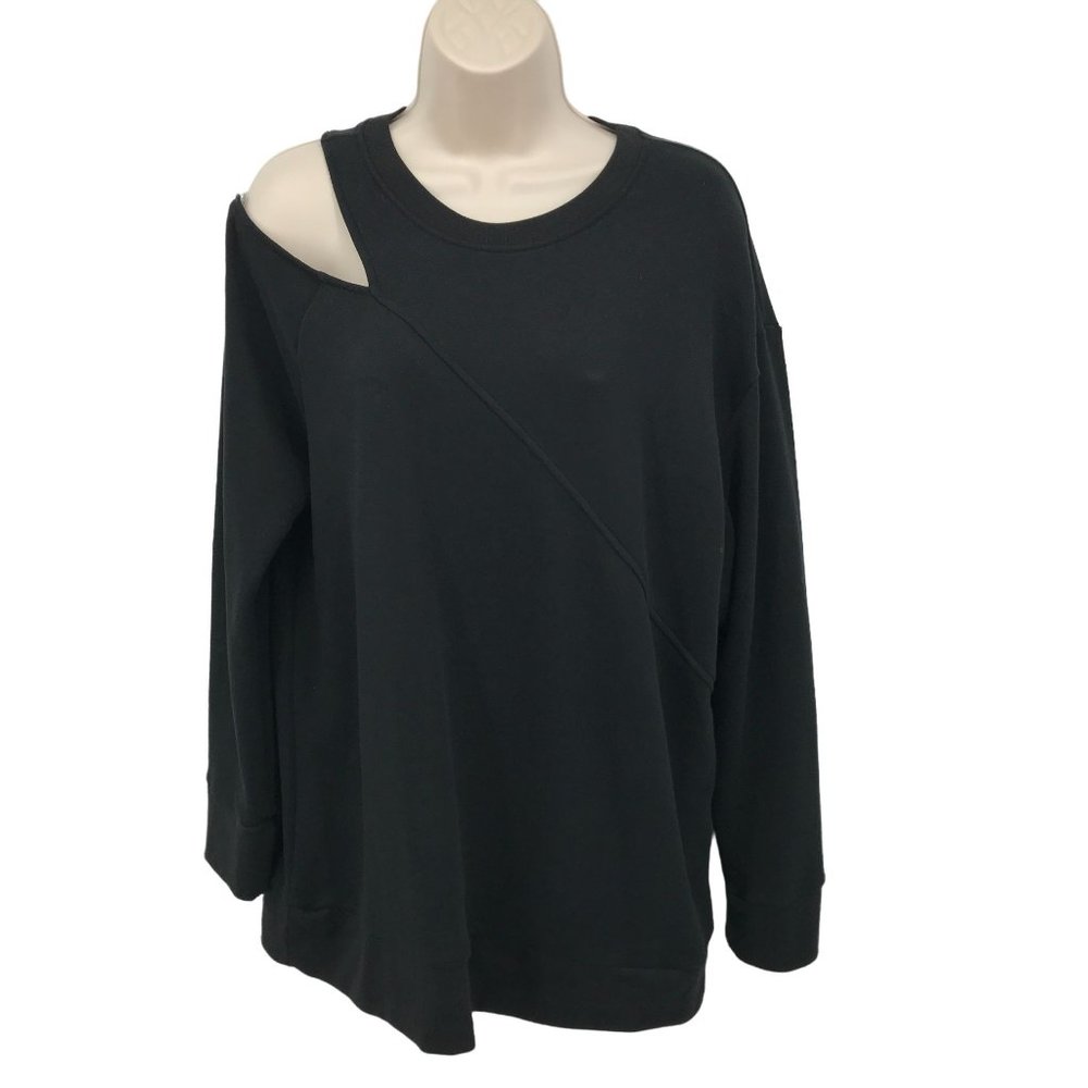 Women's Black Asymmetrical Cutout Sweatshirt